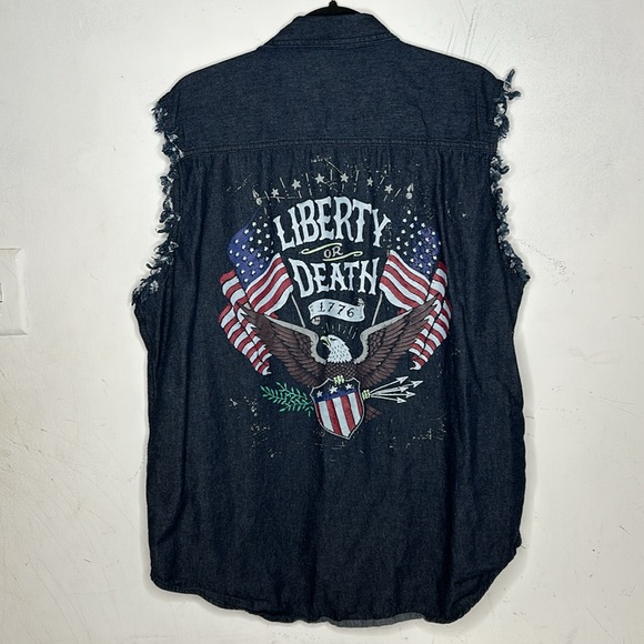 Black Canyon Outfitters Bald Eagle America Trucker Denim Vest Shirt - Picture 2 of 5